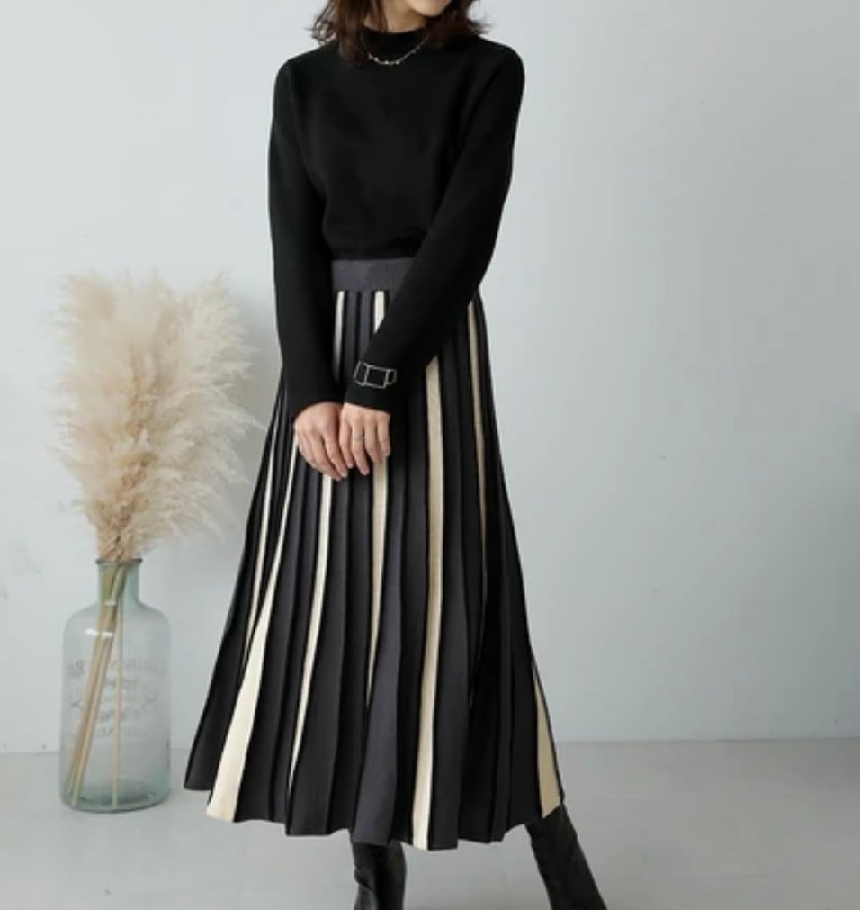 ジャガードストライプワンピース