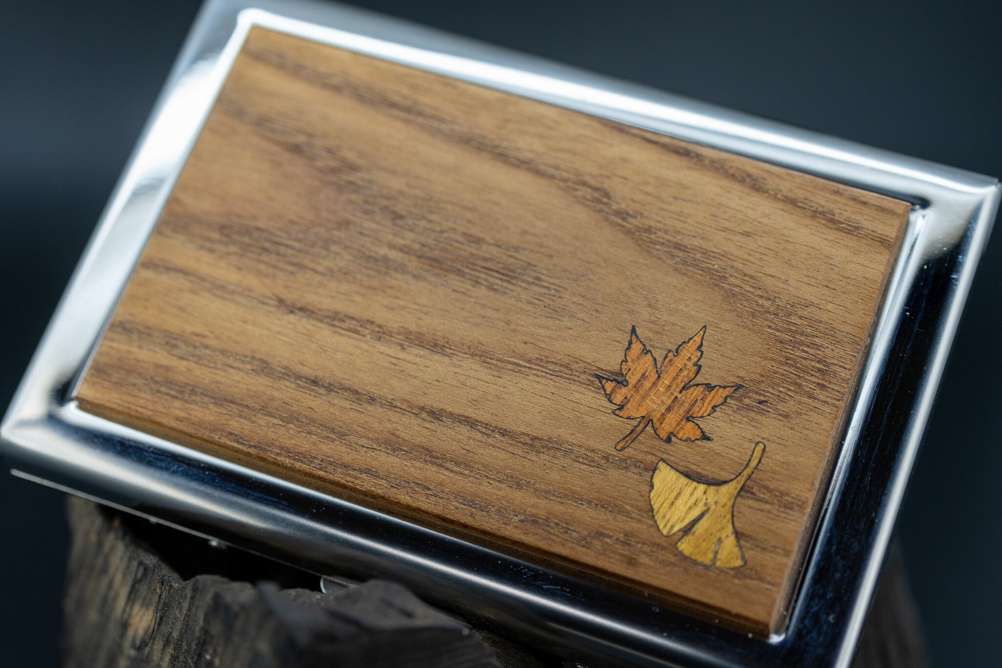 【縁を繋ぐ樹】槐 カードケース silver 象嵌 落葉舟