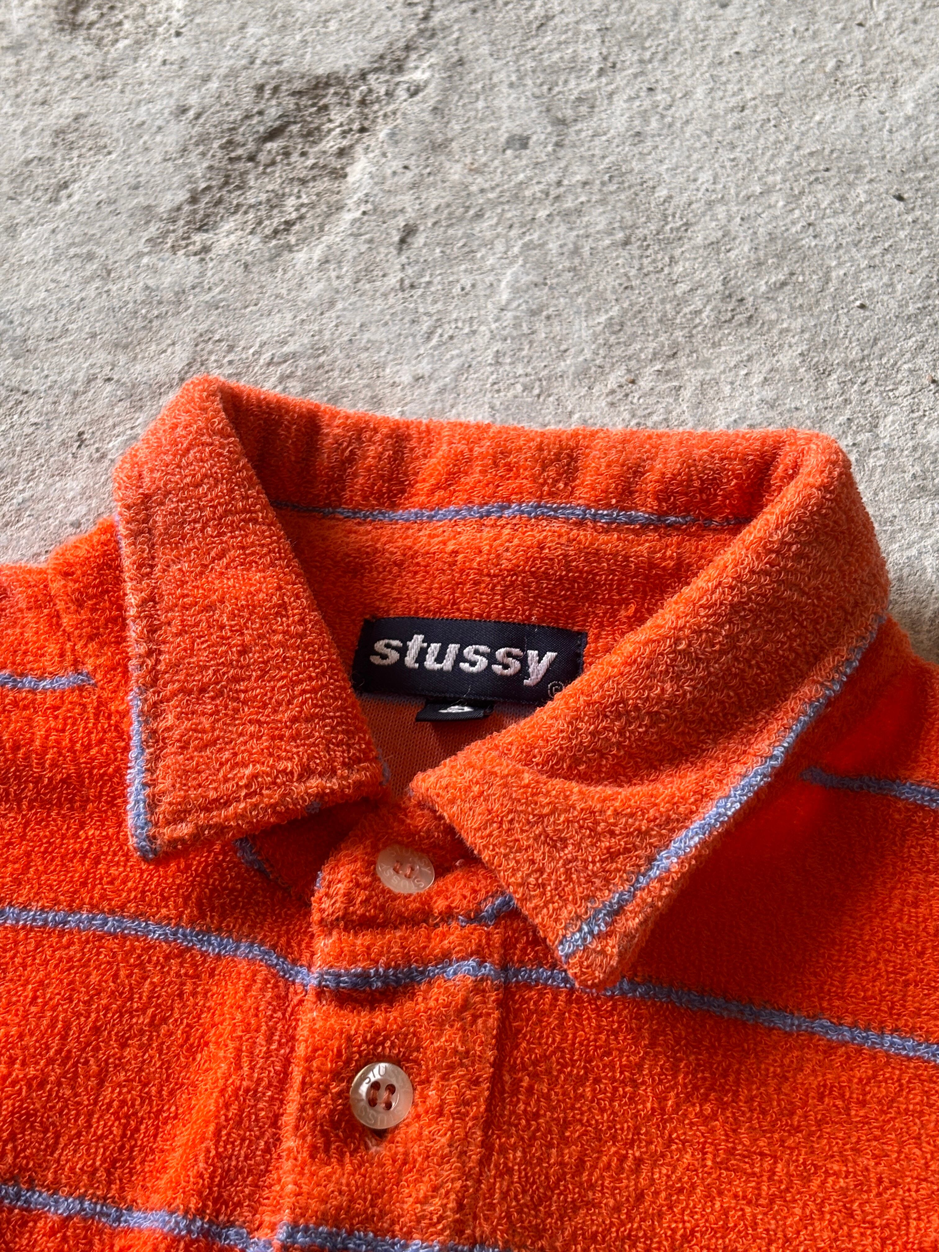 90～00s OLD STUSSY/Logo embroidery Polo Shirt/USA製/紺タグ/S (M