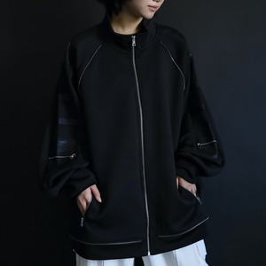 over silhouette zip-teeth design zip-up riders jacket