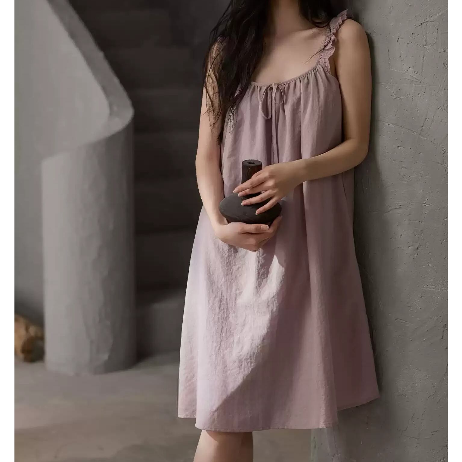 【M-XL】frill camisole one-piece roomwear p1673