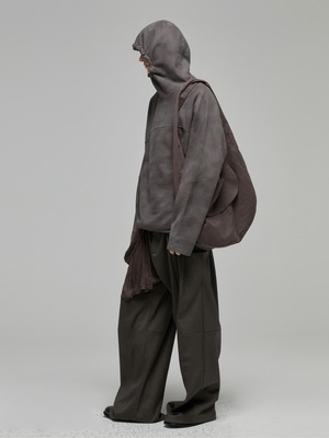 DECESOLO 24AW ジッパーネックラインスプレー染めパーカー