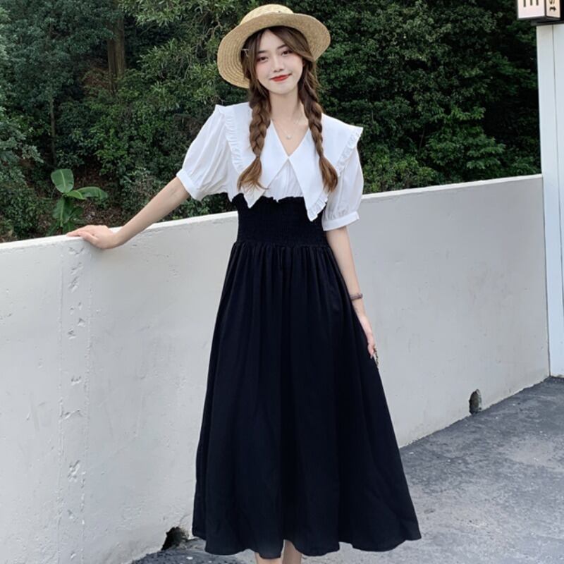 サマースカート カラードレス 大人ガーリー スウィート キュート カジュアル 夏物 ステッチ YY-ファッション63838674954