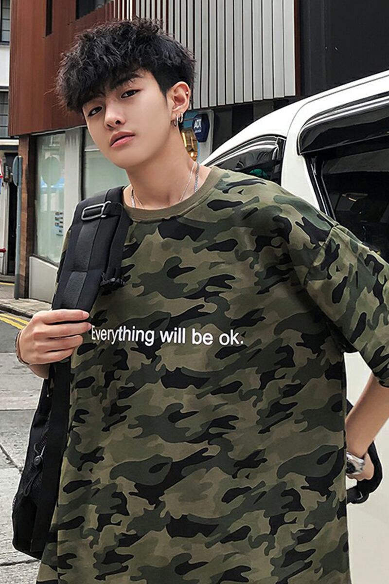 全1色 Tシャツ カットソー 迷彩柄 カジュアル おしゃれ