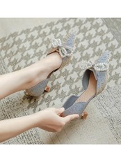 【0298】Pearl Ribbon Satin Pumps Shoes
