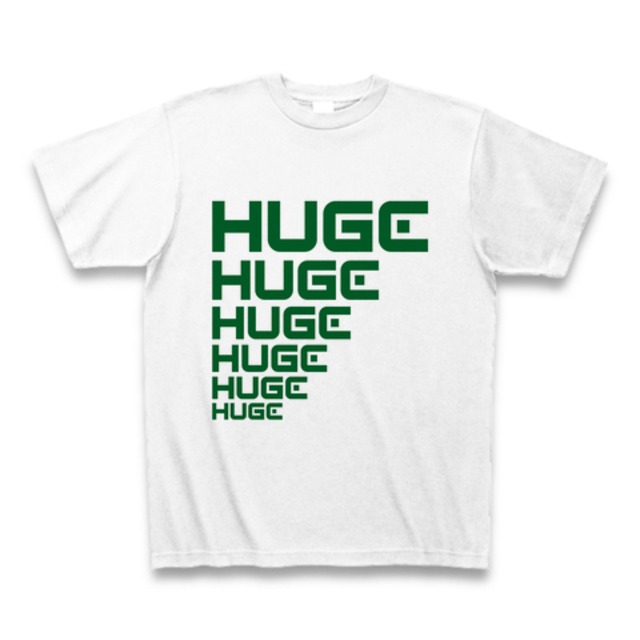 MR.HUGE LINE HUGE ROGO（ライン HUGE ロゴ）PRINTED Tシャツ　ホワイト×グリーン