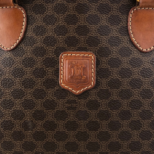 CELINE セリーヌ マカダム ショルダーバッグ ブラウン ブラゾン型押し PVC 2WAY vintage ヴィンテージ オールド rpmpji