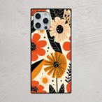 受注生産 iPhoneケース オレンジ花と黒い葉の民芸柄｜ボタニカル FMSY040B
