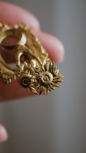 Brass necklace of sunflower that loved the moon