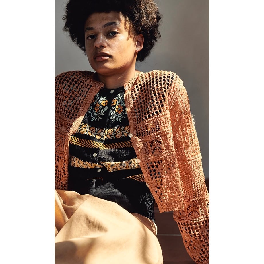 ASEEDONCLÖUD │ flower jacquard knit vest（off white, black
