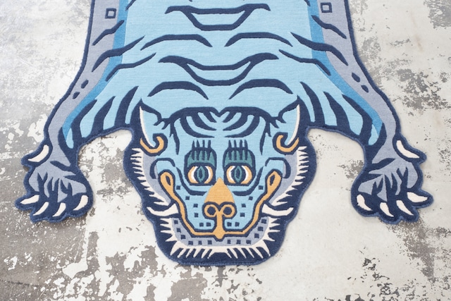 Tibetan Tiger Rug 《Lサイズ•ウール・オリジナル3・レイニーブルー239》チベタンタイガーラグ