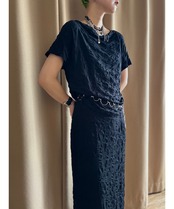 embossed design black stretch set up-4765-6