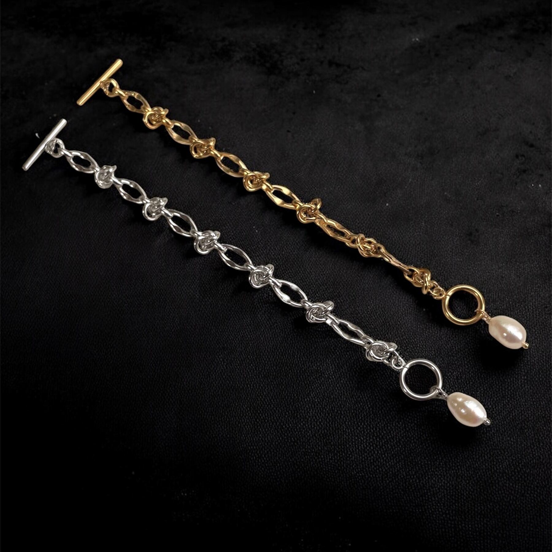 大振り◇バロックパール+ヴィンテージ チェーン マンテル ブレスレット