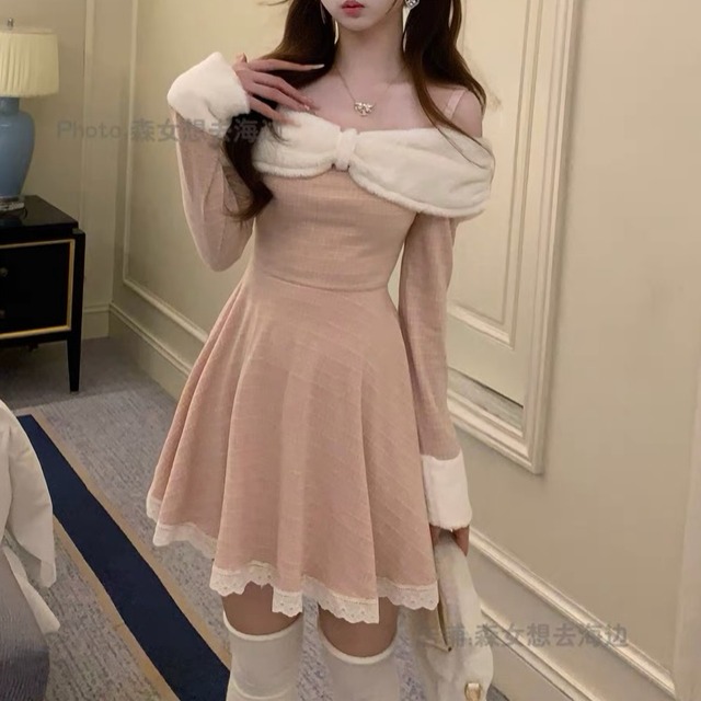 Ribbon off shoulder flare op