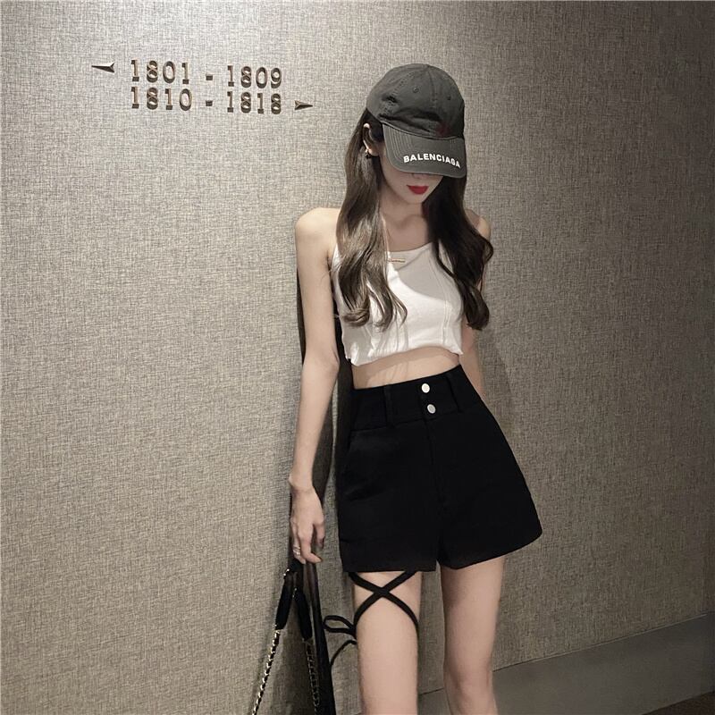 ハイウェストウェストパンツ スリムショーツ サマー レース 夏物 ブルマー ドラファッションホール21832795866