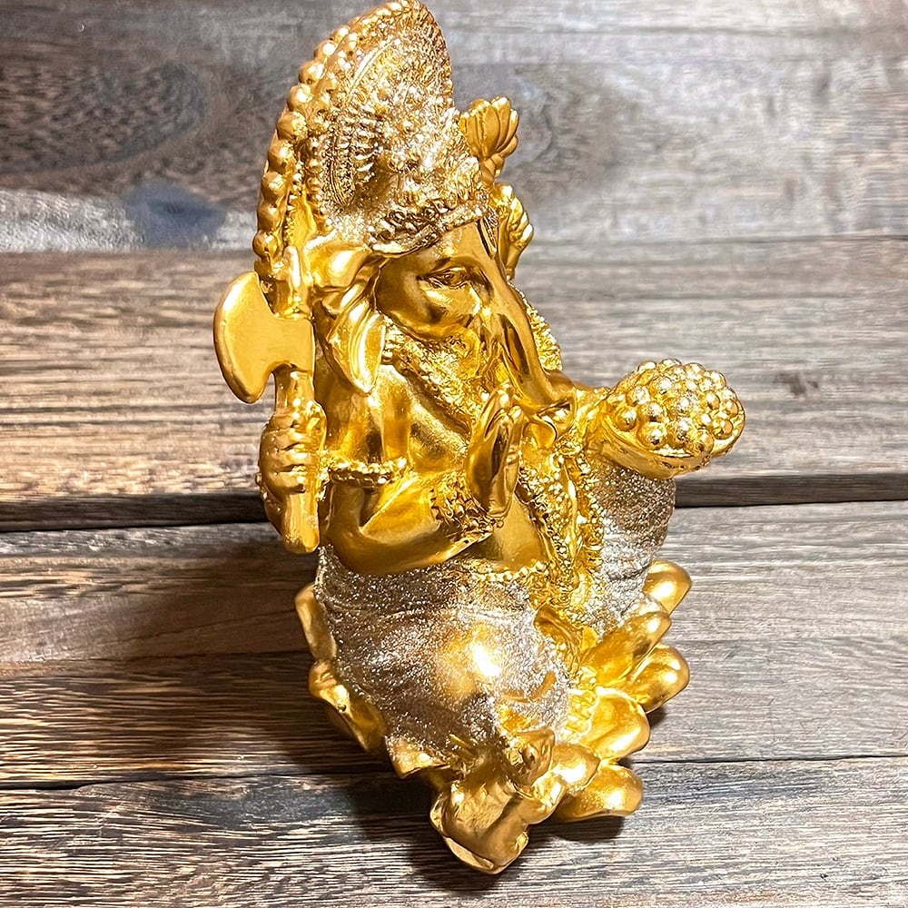 再入荷】ガネーシャ神像 幸運を呼ぶ！黄金に輝くガネーシャ像