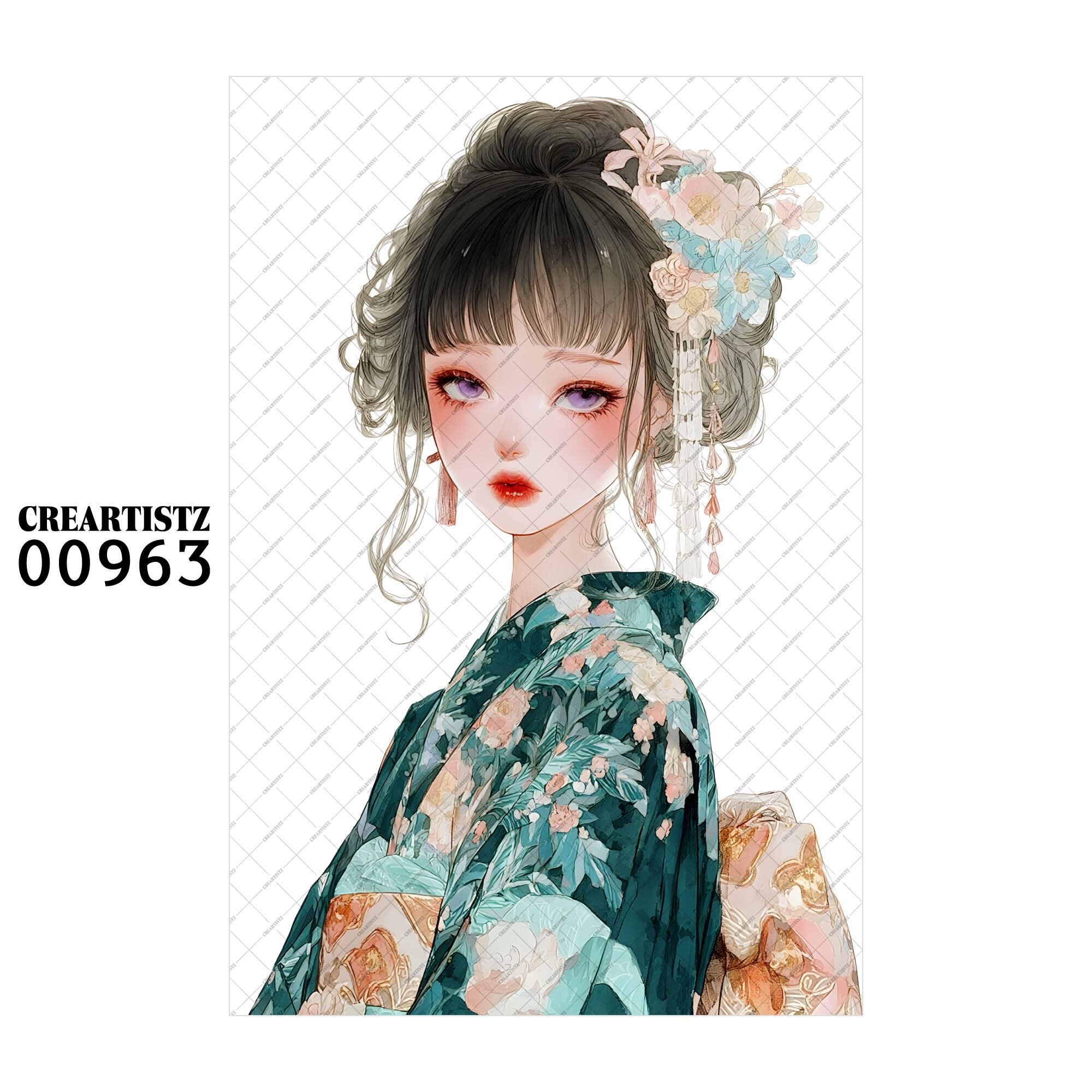 00963 ガール キュート オリジナル ペーパー/ステッカー 4枚セット CREARTISTZ