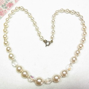 パール風ビーズのネックレス　ヴィンテージアクセサリー のセール通販　11637N