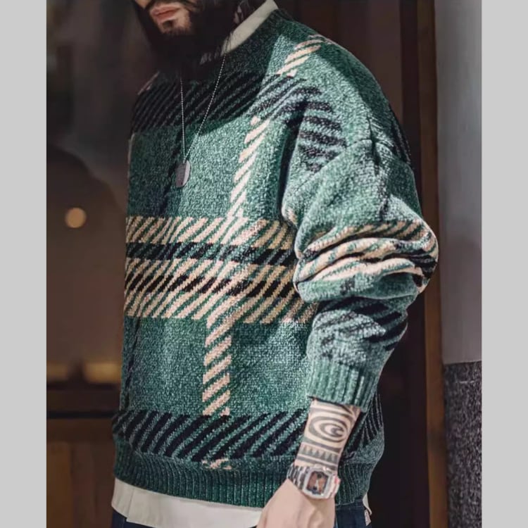 チェックデザイン プルオーバーニット 2色 G00146