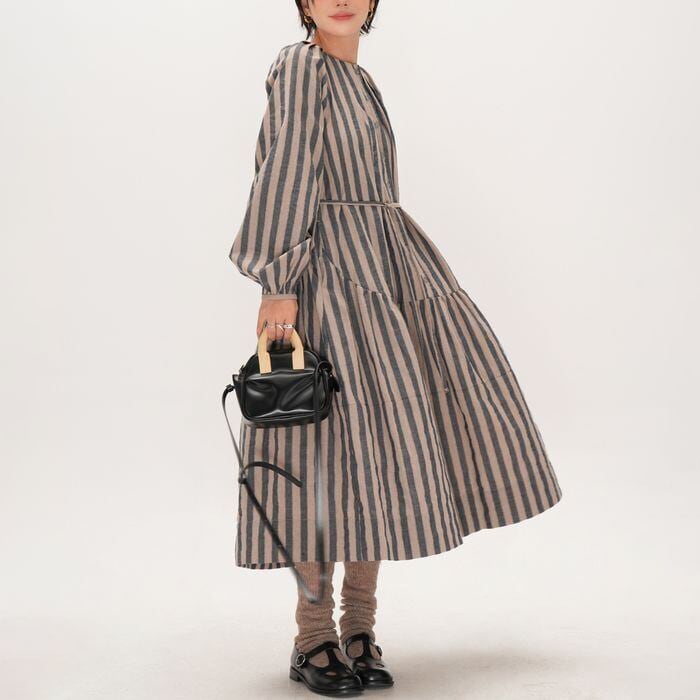 waist tie stripe one-piece 13908