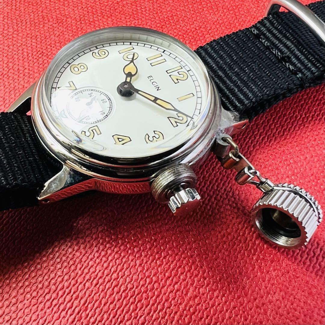 【新品未使用】ELGIN U.S.A エルジン　クロノグラフ　メンズ腕時計 白