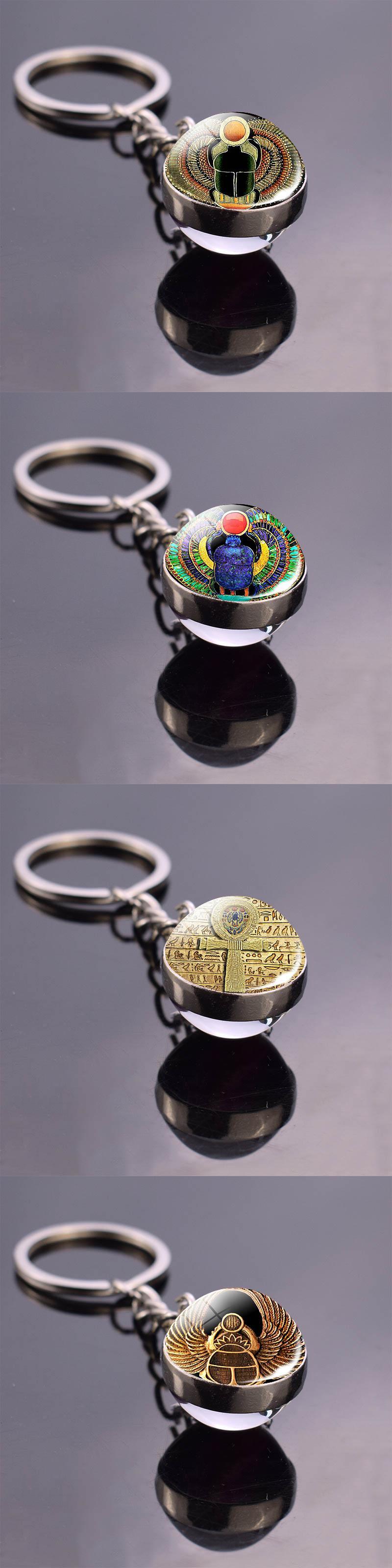 送料無料 古代エジプトのキーホルダーAnkhGlボールキーチェーン