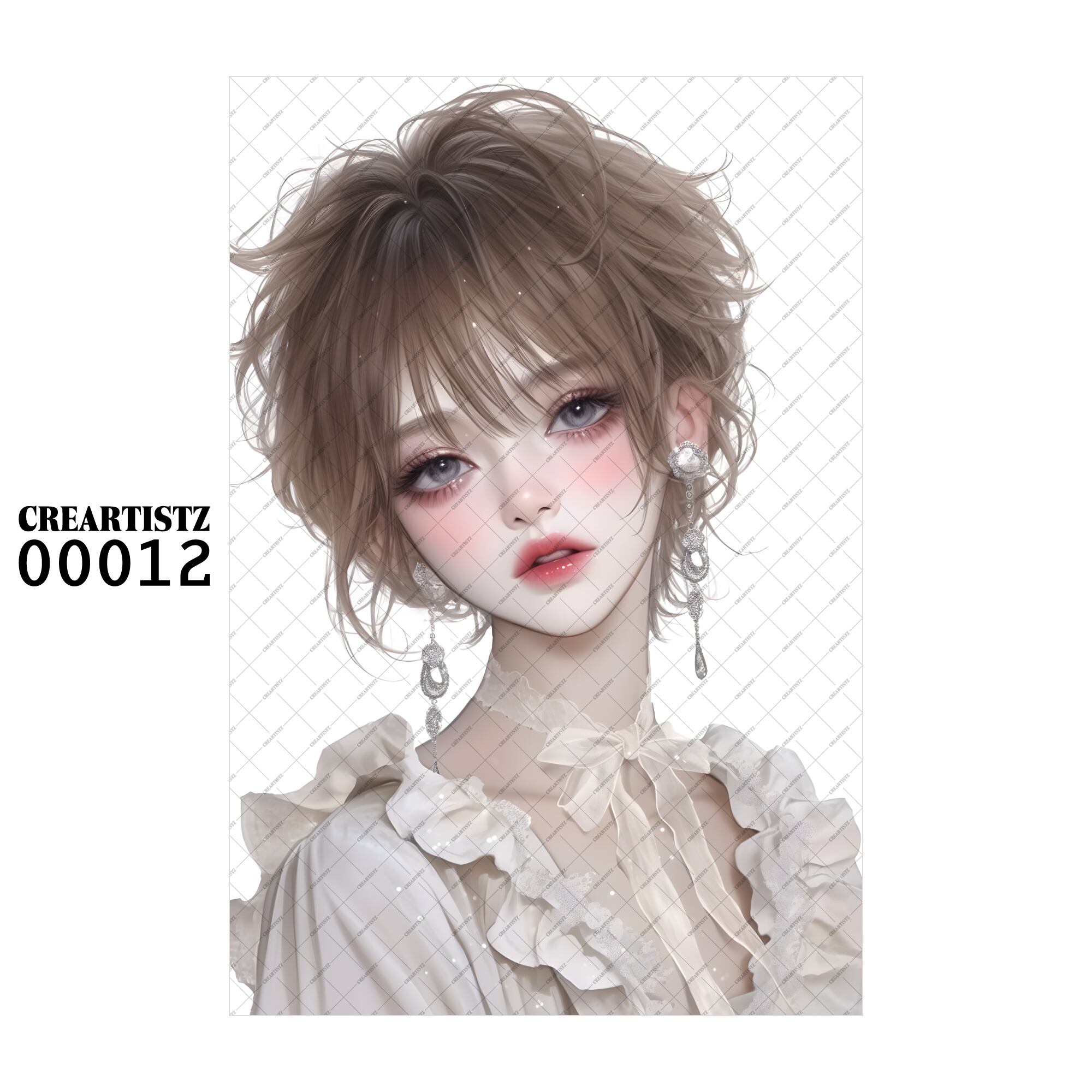 00012 ガール キュート オリジナル ペーパー/ステッカー 4枚セット CREARTISTZ