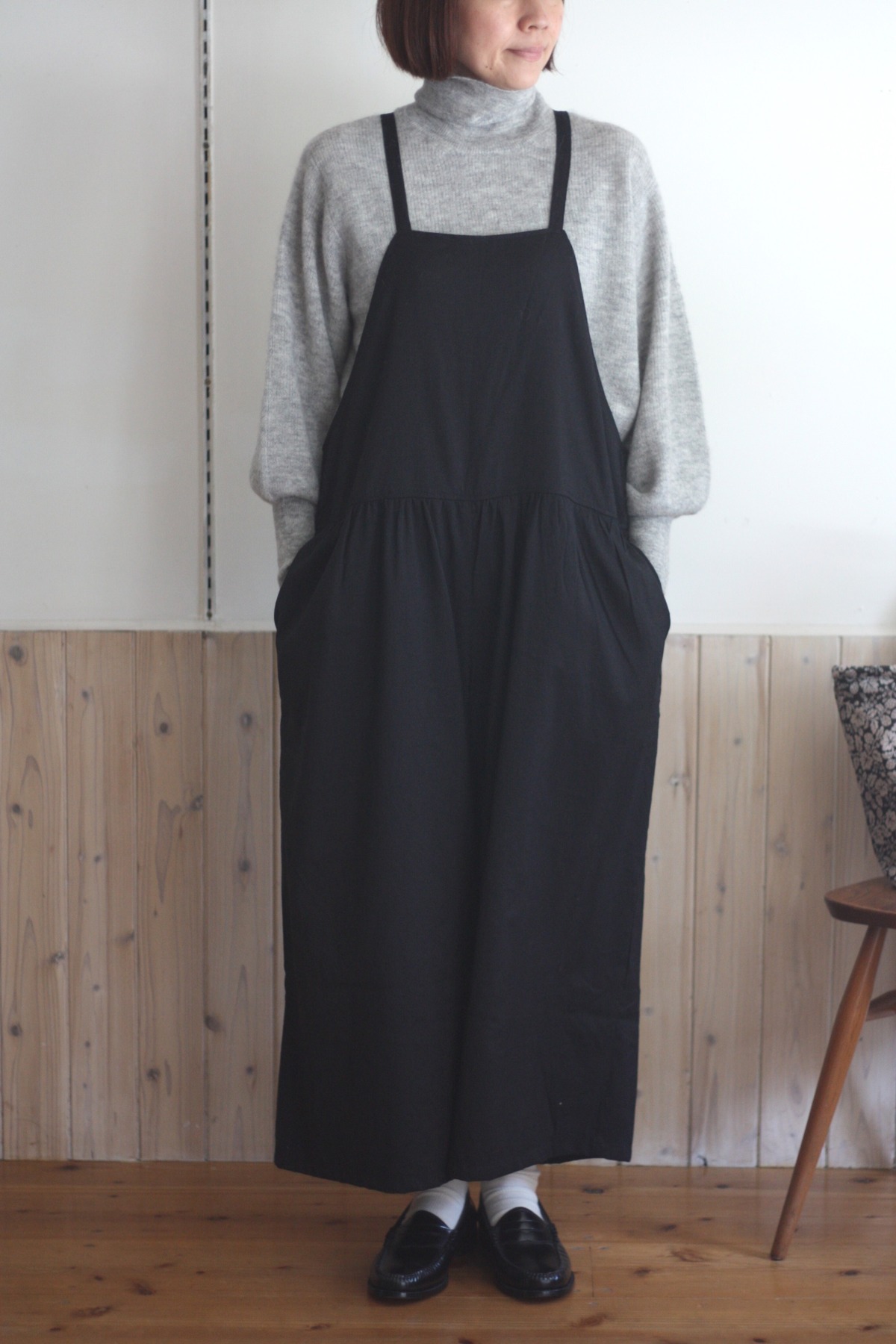 Gauze# ガーゼ くらすこと リネンオールインワン ブラック Gauze 