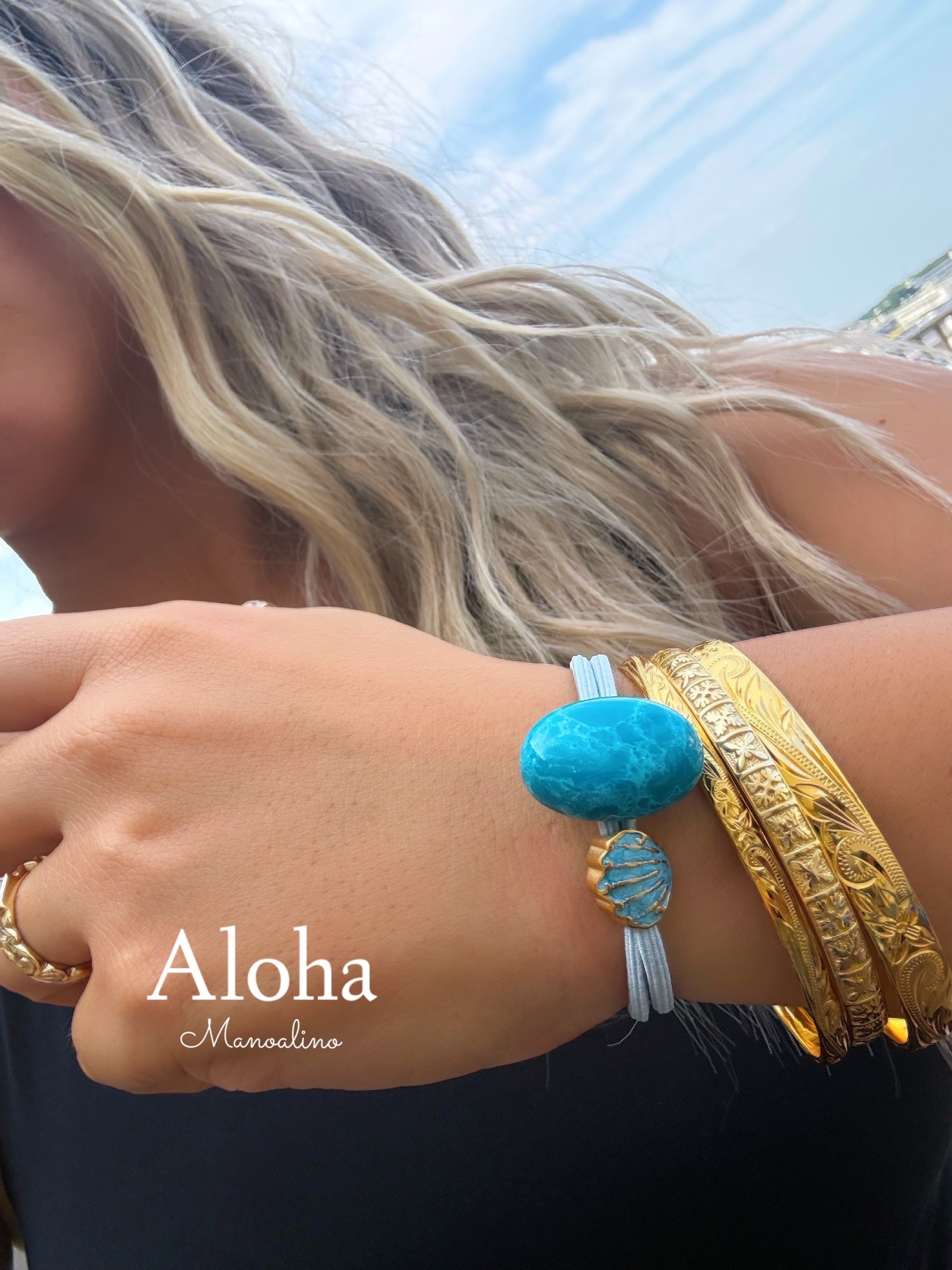Ocean Blue Jade hair accessory(オーシャンブルージェイドヘアゴム