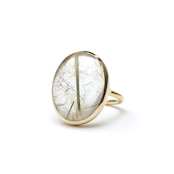 S925 MIXED RUTILE QUARTZ RING GOLD -SMALL-
