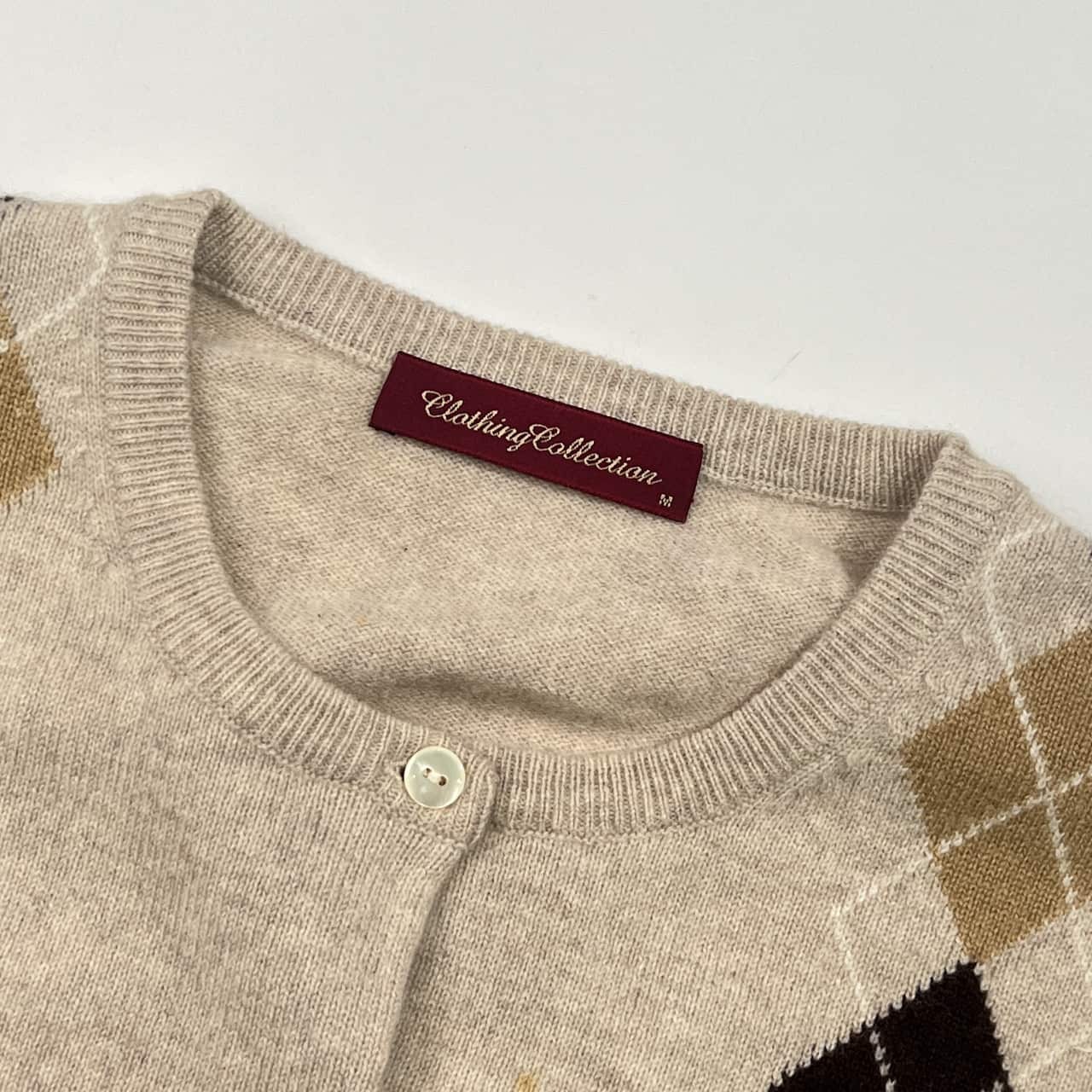 カシミヤ100% ClothingCollection クロージングコレクション デザイン ニット カーディガン M/ベージュ レディース