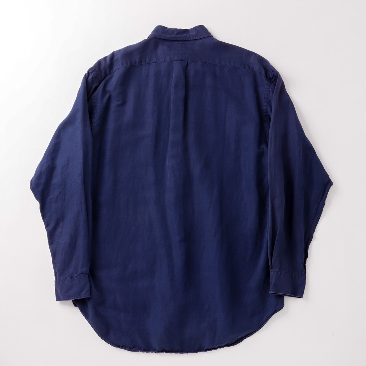 極美品】80s Ralph Lauren special silk linen shirt fade navy big