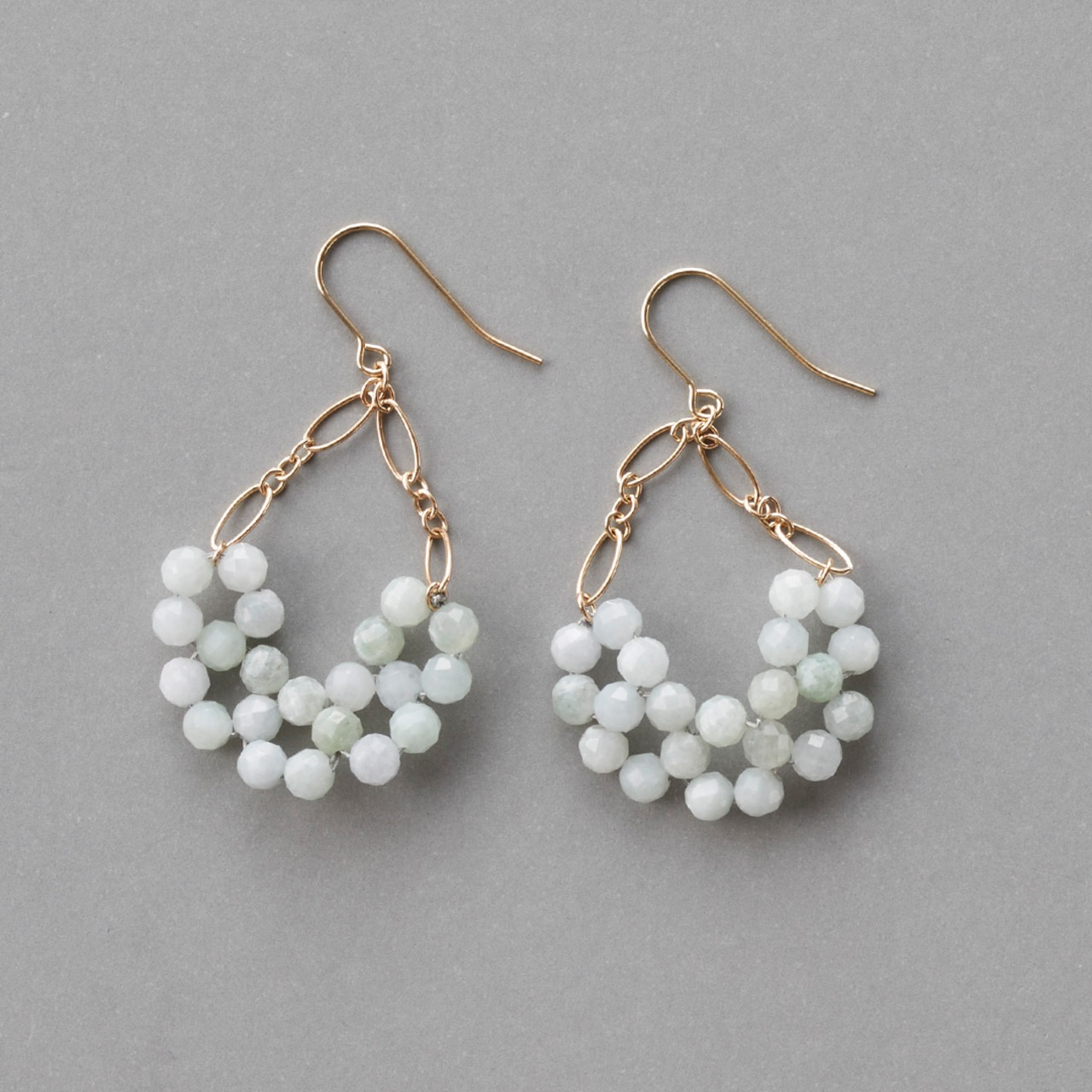 きらめく翡翠  編み込みピアスorイヤリング A貨翡翠 jd_mm1153