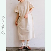 【2color】ベルスリーブロングルーズワンピース W0104