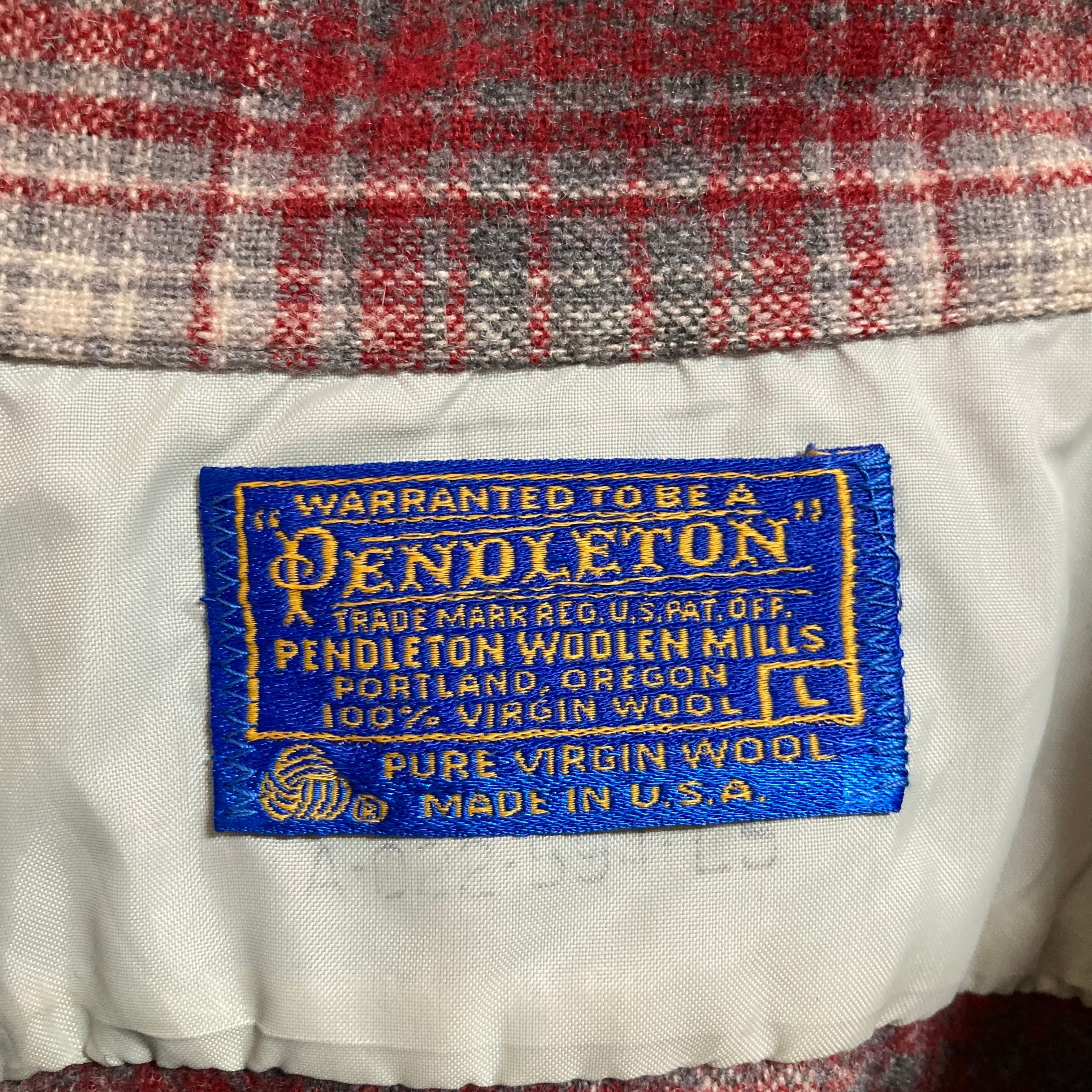 PENDLETON】L/S Check pattern Shirt L 70s Made in USA ペンドルトン