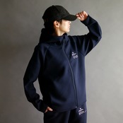 Slogan.ダンボールニットジップフーディ_ネイビー