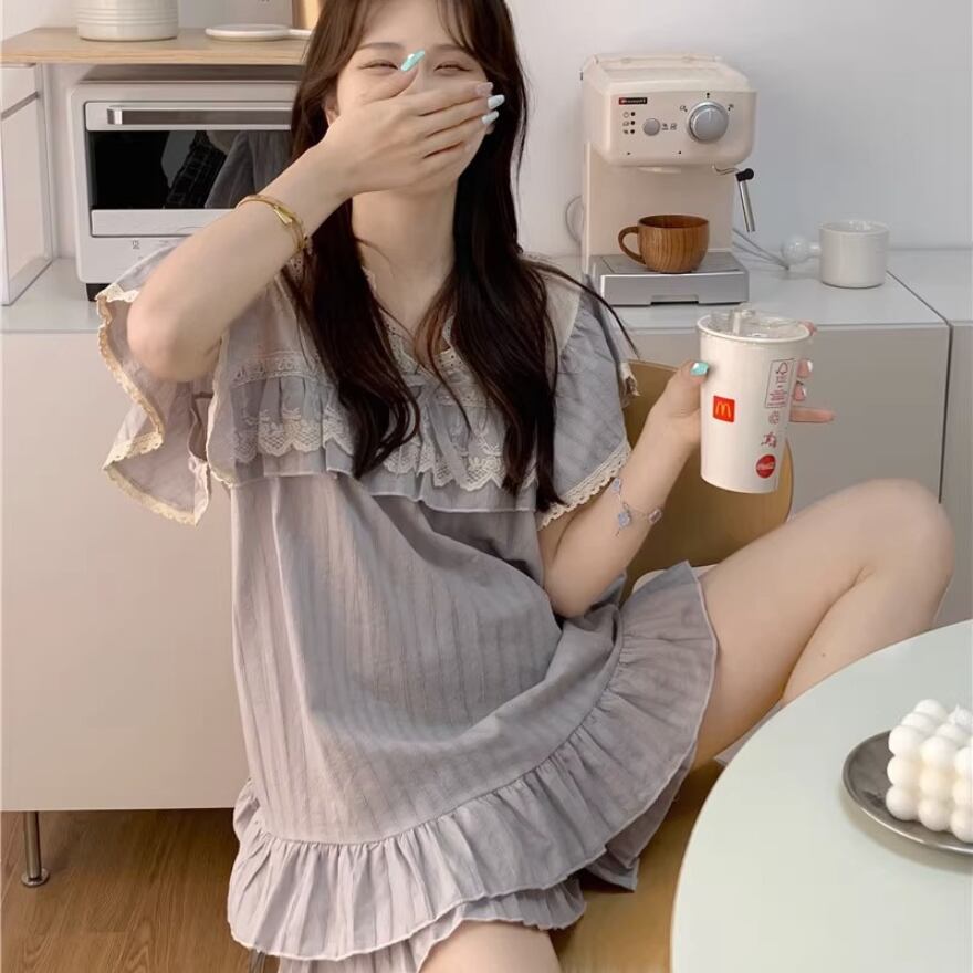 サブカル 服 地雷系 通販 寝間着 パジャマ ピュアコットン 可愛い レース ガーリー ロマンティック ゆめかわ