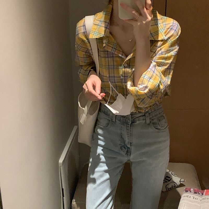 ルーズ格子柄シャツ カジュアルジャケット サマー ロング 夏物 ドラファッションホール95277562985