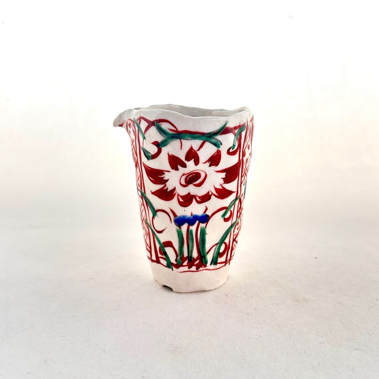 金彩志野赤絵草花文立片口【榛澤宏】