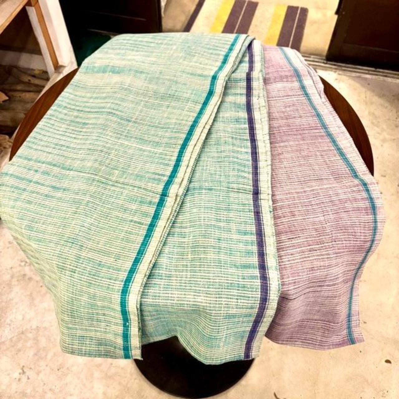India Khadi Cotton Towel The Fabric of Freedom 3 Types Indian Khadi Cotton Towel 110 x 240 cm (3 Types) Green, Green x Purple, Purple x Green