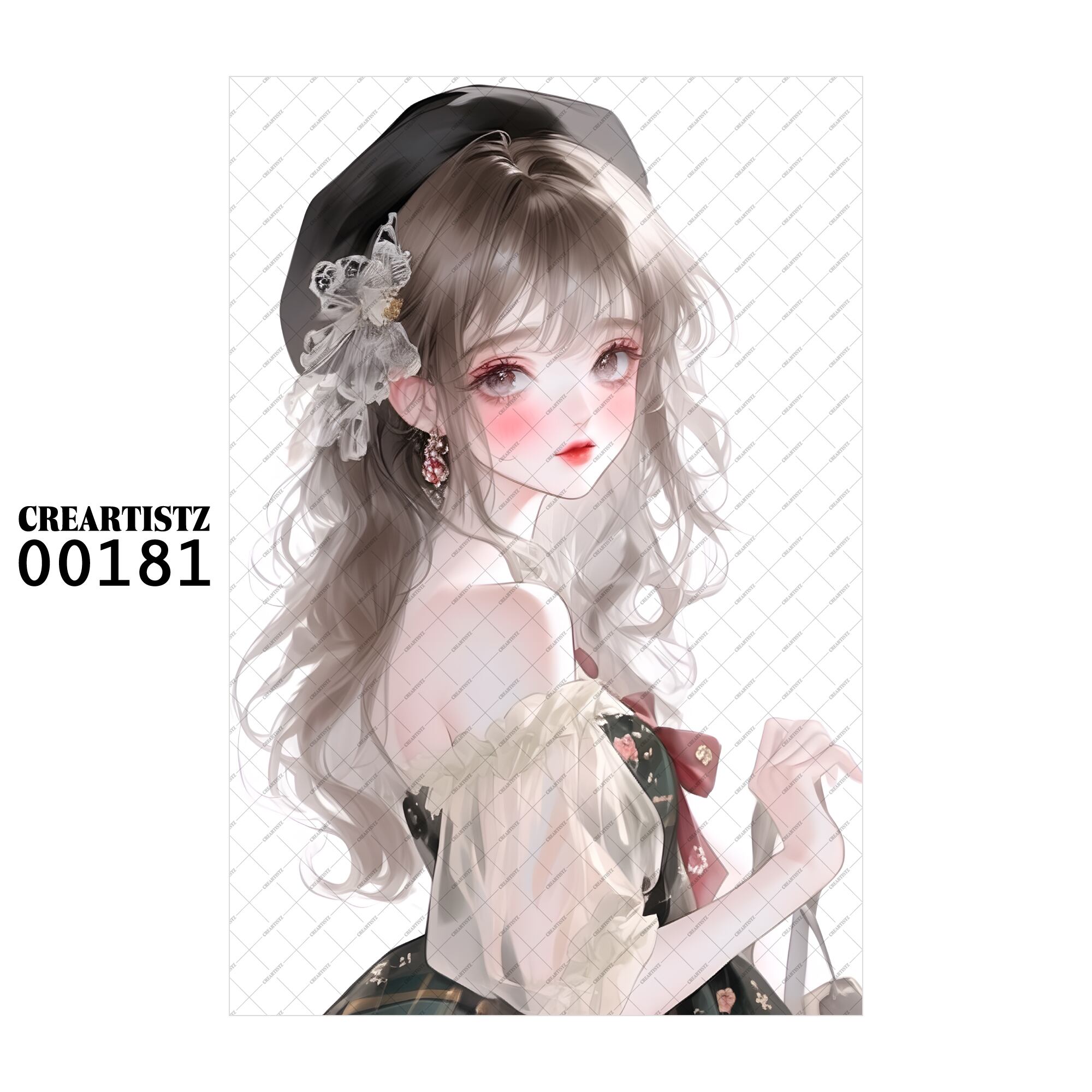 00181 ガール キュート オリジナル ペーパー/ステッカー 4枚セット CREARTISTZ