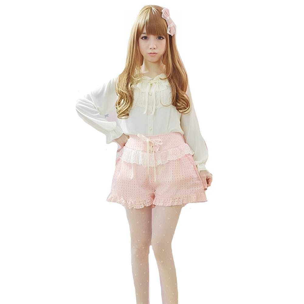 レディース服 ギンガムチェック フリルショートパンツ 美脚 脚長効果
