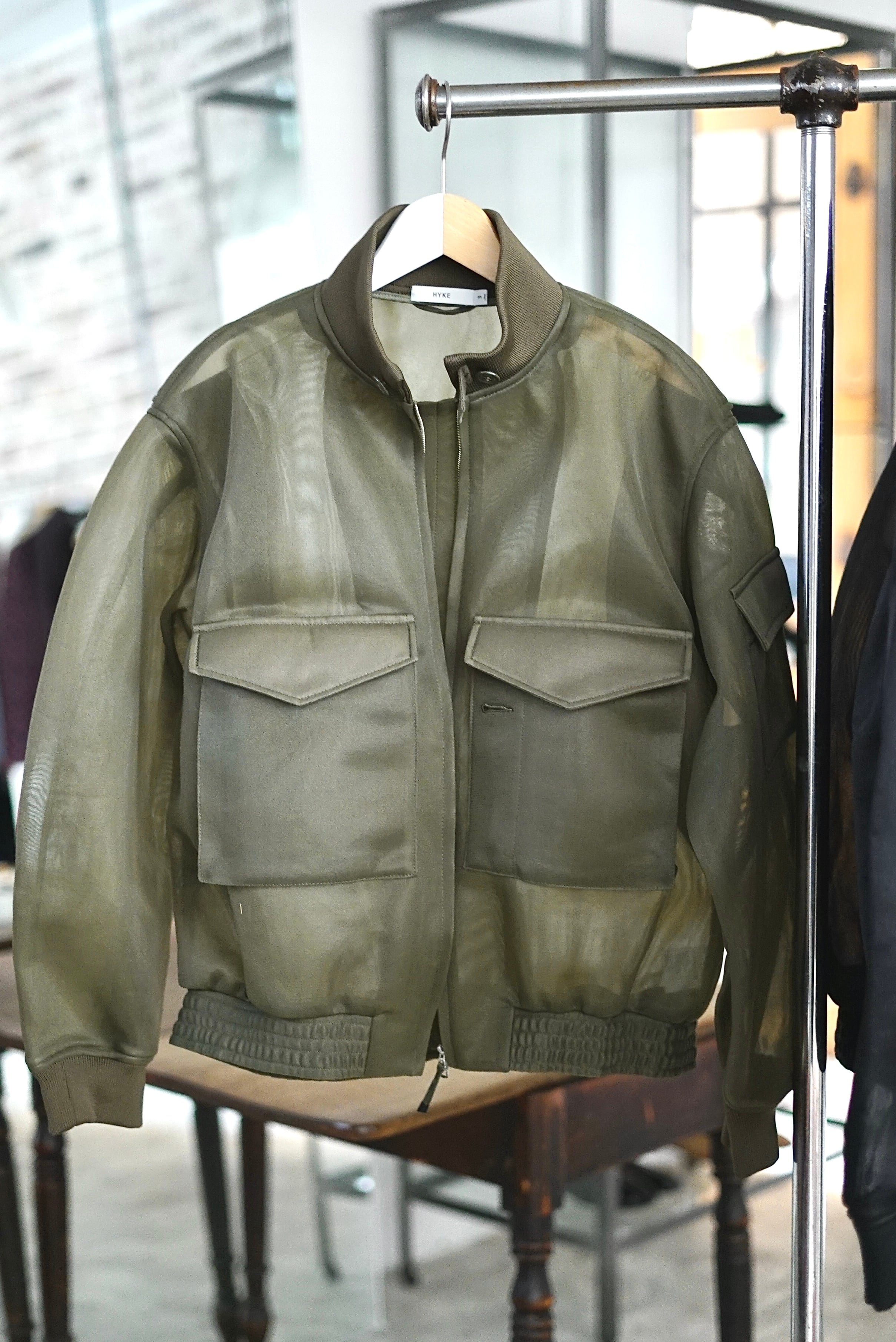 HYKE / SHEER WEP JACKET (BLACK / BEIGE / OLIVE DRAB) | JUQUI Online