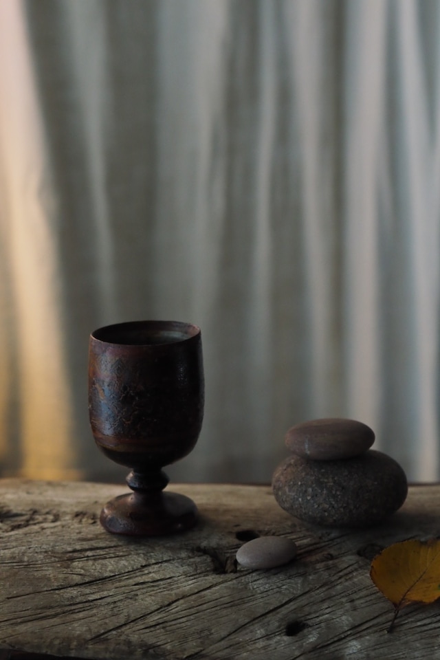 木のゴブレット-antique wood goblet