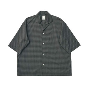 MINI PLAID H/S SHIRT / ミニチェックオープンカラー半袖シャツ (BLACK)