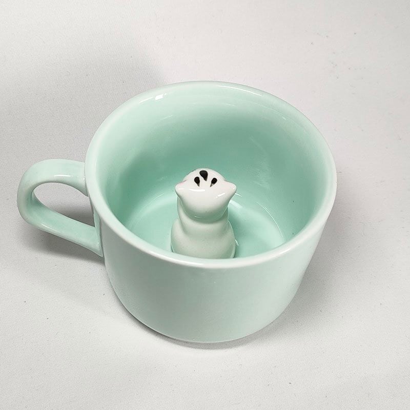 ねこねこさん専用 食器セット 白 黄色 青 貝沼産業 瀬戸焼猫用食器 猫の耳Mタイプ三日月 4960222562419【別送品