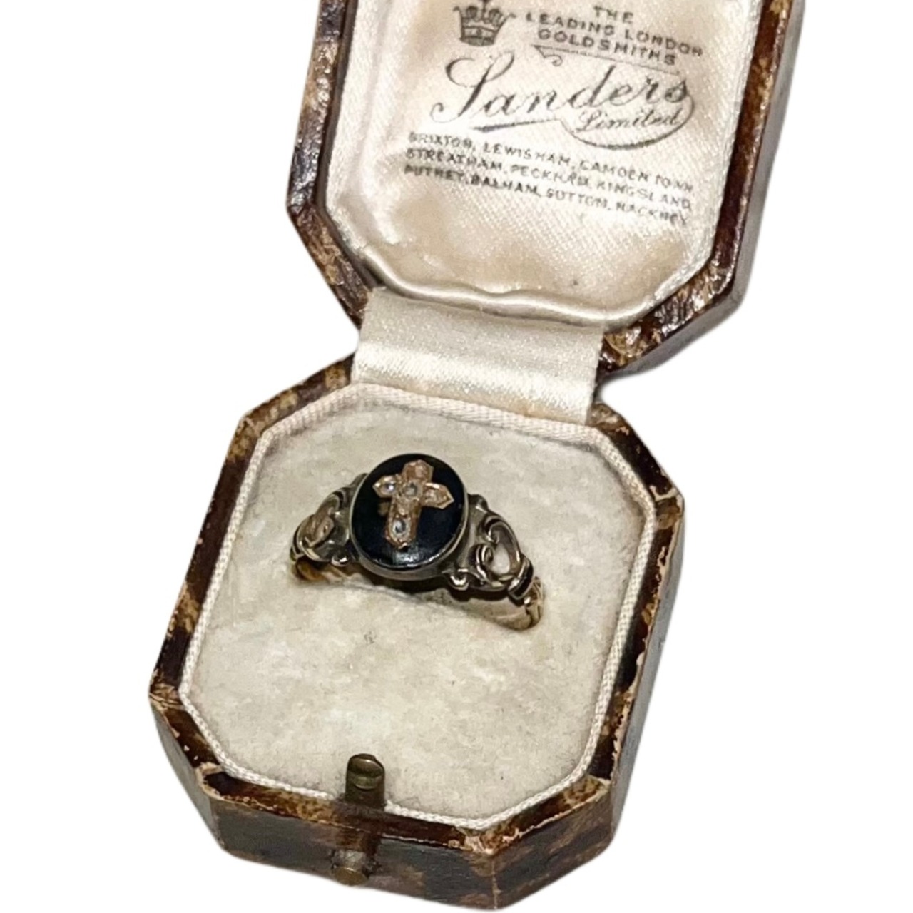 antique victorian 9ct gold rose-cut diamond cross ring