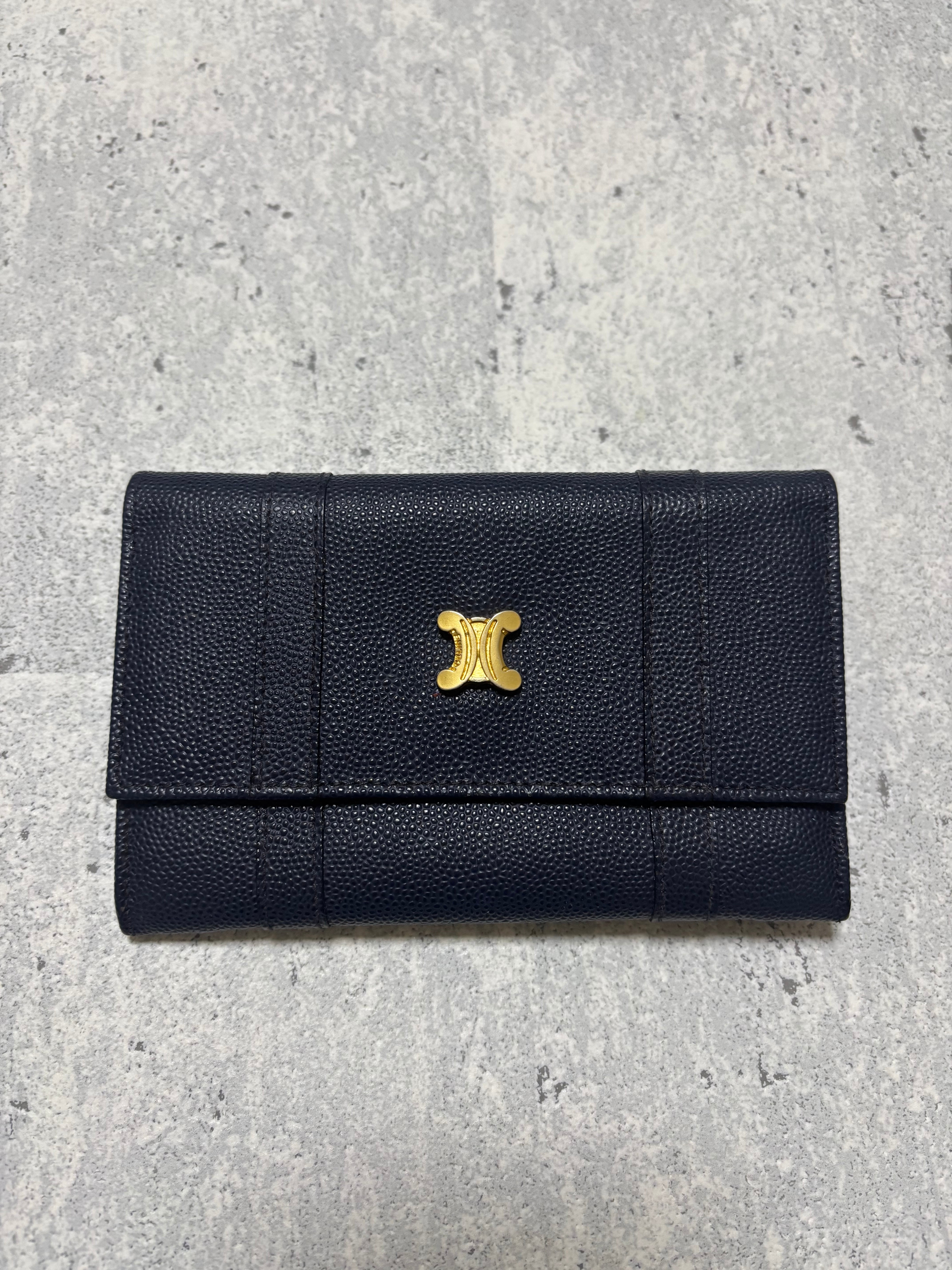 CELINE トリオンフポイント ミニ財布 ネイビー