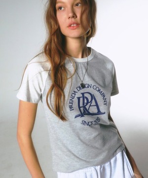 [PRENDA] MAIN LOGO RAGLAN TEE GRAY