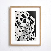 Dalmatian|モノクロが映えるダルメシアンのアートポスター|シンプルで洗練された犬モチーフ| 額縁セット A2ポスター